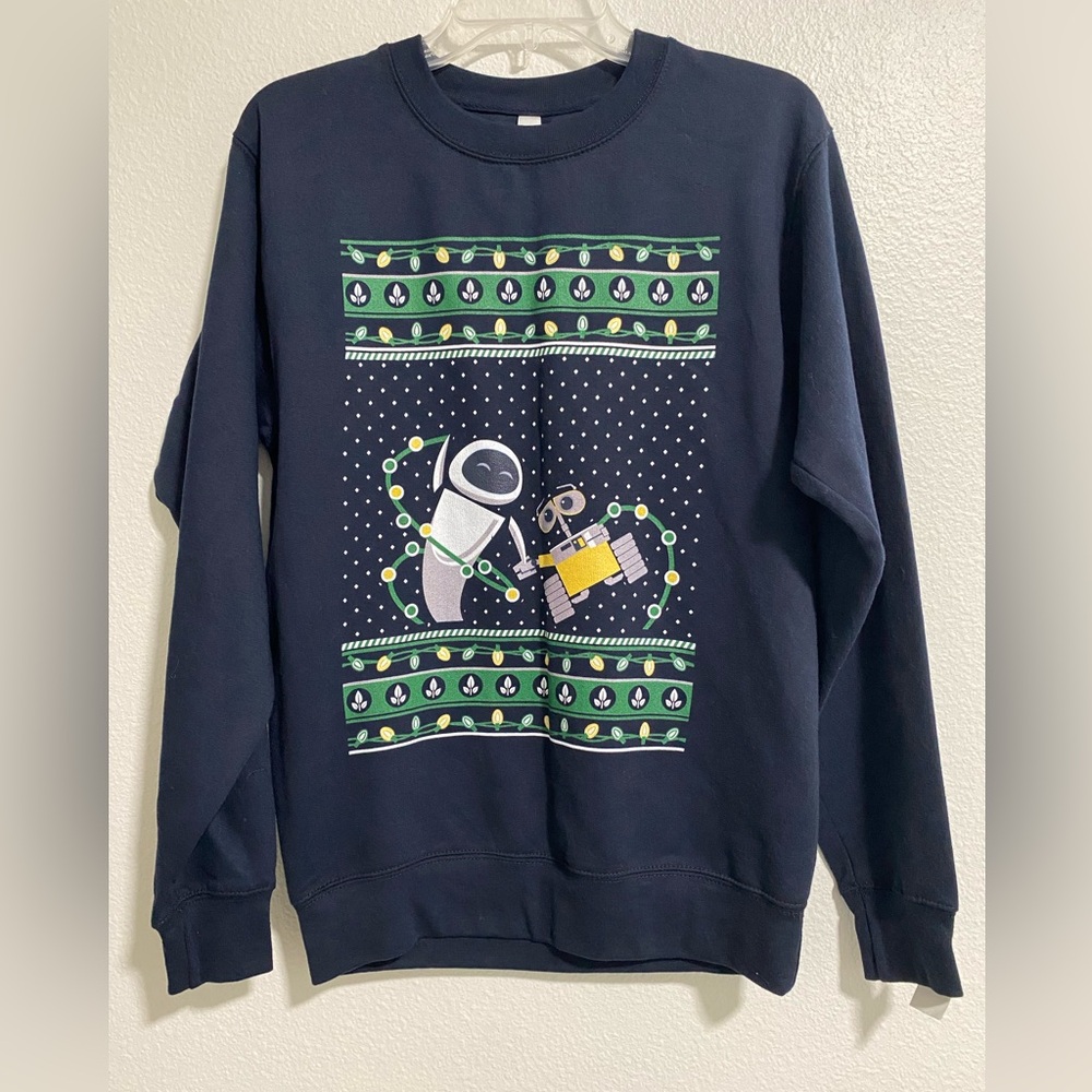 Wall-E & EVE Christmas Sweater Navy Blue sz Small NWT